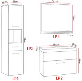 MEBLINE Set mobilier baie TIPO alb