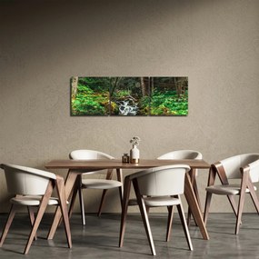 Tablou cu pârău în pădure (cu ceas) (90x30 cm)