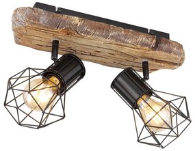 Aplica de perete / tavan cu 2 spoturi design industrial PRISKA negru