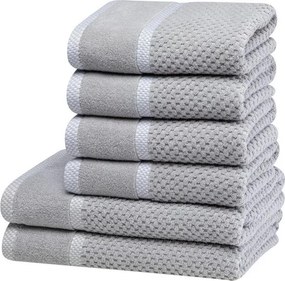 decoDoma Set de prosoape şi prosoape de baie din frotir MODENA gri, 6 buc