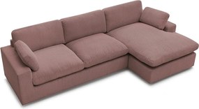 Colțar roz cu tapițerie din catifea reiată Belair – Bobochic Paris