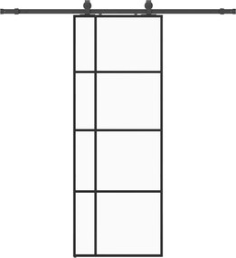 vidaXL Ușă glisantă cu set de feronerie neagră 76x205 cm Sticlă ESG