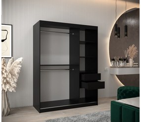 Dulap de haine 150 cm Toki 2 (negru mat + stejar artisan). 1064991
