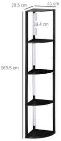 Lampa de Podea LED cu Rafturi, Lampa Moderna Independenta de Colt pentru Camera de Zi cu Lumina Alba Calda Reglabila, Negru HOMCOM | Aosom Romania