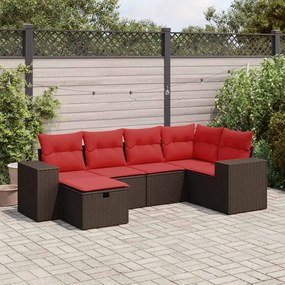 vidaXL Set canapele de grădină cu perne, 6 piese, maro, poliratan