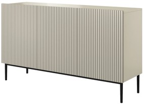 Comodă cu fronturi striate Nicole 150 cm - cașmir / picioare negre