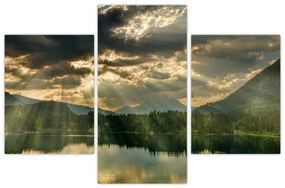 Tablou cu lac și soarele translucid (90x60 cm)