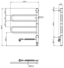 Uscător electric rotativ pentru prosoape FOUETTE 128W/230V 64,6 cm IP44 alb