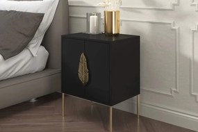 Noptieră lemn masiv Merlin Personalizabilă Accesorii placate cu Aur, 54 × 40 × 69 cm - Alb