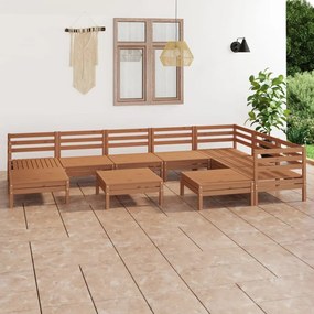 3083032 vidaXL Set mobilier de grădină, 10 piese, maro miere, lemn masiv pin