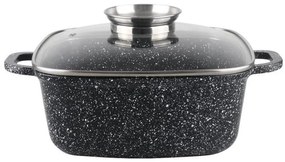 Roaster Oliver Voltz OV54323C28A, 28 cm, 6.5 L, Capac din sticla, Finisaj marmura, Inductie, Negru