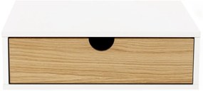 Noptieră alb/în culoare naturală cu aspect de lemn de stejar Farsta – Woodman