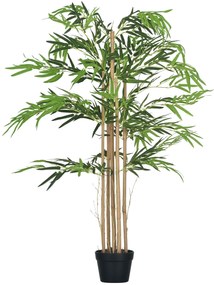 Outsunny Bambus Artificiel XXL 1,15H m arbore artificial 730 Frunze dese realiste Ghiveci Inclus Negru Verde | Aosom Romania