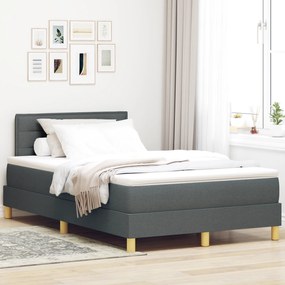 vidaXL Pat cu saltea cu saltea și LED Gri Închis 120x200 cm Țesătură