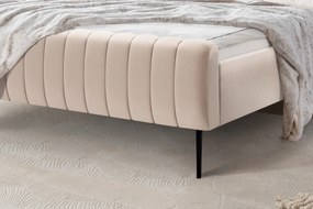 Pat matrimonial Nicole 160x200 - catifea bej Velluto 2 / picioare negre