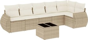 vidaXL Set canapele de grădină, 7 piese, cu perne, bej, poliratan