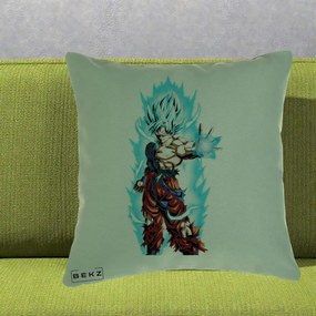 Perna Personalizata Dragon Ball Goku Ultra Instinct Blue, 40x40 cm, Verde, Husa Detasabila, Perna Inclusa, BEKZ®