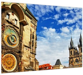 Tablou pe sticlă - Ceasul astronomic din Praga (70x50 cm)