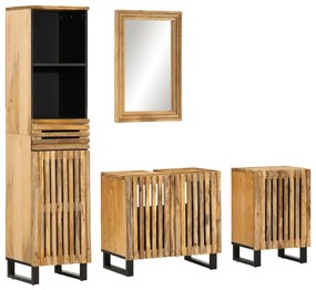 3217090 vidaXL Set mobilier de baie, 4 piese, lemn masiv de mango brut