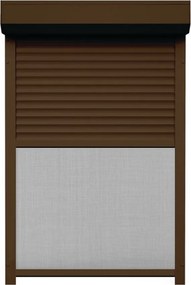 Rulou Exterior Aluminiu Maro Deschis cu Plasă Insecte – Acționare Manuală