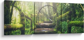 Tablou - trepte din lemn în pădure (cu ceas) (90x30 cm)