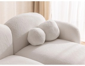 Colțar crem cu tapițerie din țesătură bouclé (cu colț pe partea dreaptă/cu șezlong) Orbit – Ropez