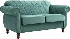 Canapea 2 locuri HOMCOM captusita invelita spuma de cauciuc picioare din lemn verde| Aosom RO | Aosom Romania