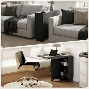 HOMCOM Masă Pliantă din Lemn cu Roți, pentru 4-6 Persoane, 75x140x75 cm, Negru | Aosom Romania