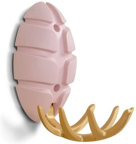 Cârlig roz deschis/auriu de montat pe perete din plastic Bug – Spinder Design