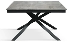 Masa Tiglio, blat extensibil pal laminat, picior metalic - BLAT GRI CIMENT, PICIOR GRI ANTRACIT - 160 cm / 80 cm