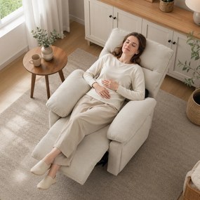 HOMCOM Fotoliu de Relaxare cu Ridicare Electrică, Masaj și Încălzire, Alb Crem | Aosom Romania