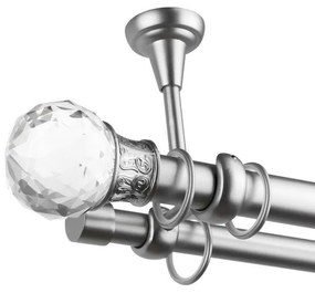Galerie dubla bara simpla Cristal Odeon cu prindere în tavan 25/19 – metal, argintiu - 500 cm