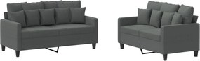 vidaXL Set de canapele cu perne, 2 piese, gri închis, textil