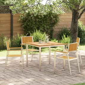 Set de dining pentru grădină vidaXL 5 piese din lemn masiv de tec