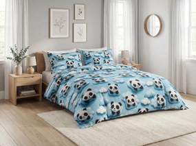 Lenjerie de pat din microfibra SKY PANDA albastru Dimensiune lenjerie de pat: 70 x 80 cm | 140 x 200 cm