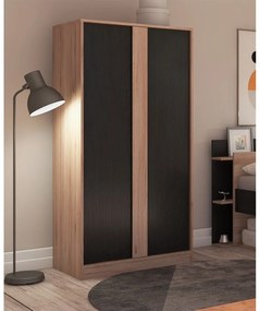 Șifonier negru/în culoare naturală cu aspect de lemn de stejar 90x180x53 cm Dennis – Marckeric