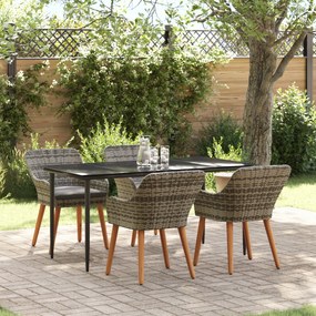 vidaXL Set Mese Grădină 5 Piese Gri Poly Rattan