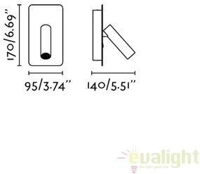 Lampa de perete cu reader LED incastrabila design modern minimalist SUAU nickel 62126