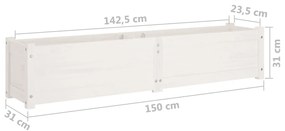 Straturi inaltate gradina 2 buc alb 150x31x31cm, lemn masiv pin 2, Alb