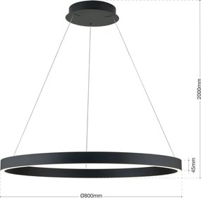 Lustra LED circulara iluminat sus si jos KOLK negru 80cm