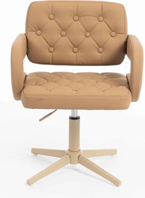 HR8403CROSS Scaun Caramel Piele Ecologica Premium Soft cu Bază Crem