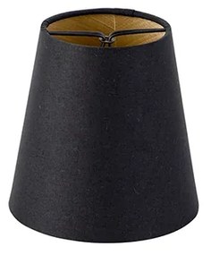 Abajur din bumbac cu clip negru 12 cm rotund cu interior auriu
