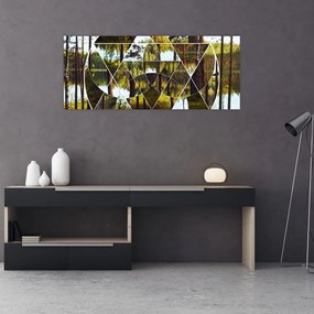 Tablou - Colaj geometric pe fundalul pădurilor nordice (120x50 cm)