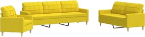vidaXL Set de canapele, 3 piese, galben deschis, textil