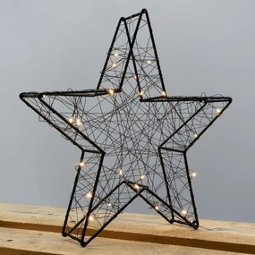 Steaua metalică de Crăciun cu efect 3D - neagră, 25 LED-uri
