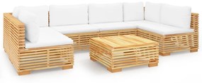 3100893 vidaXL Set mobilier grădină cu perne, 7 piese, lemn masiv de tec