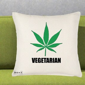 Perna Decorativa Vegetarian cu Frunza, 40x40 cm, Crem Reliefat, Husa Detasabila, Perna Inclusa, BEKZ®
