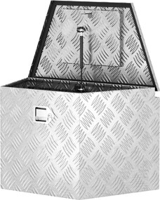 HOMCOM Cutie de scule pentru remorcă cutie de depozitare din aluminiu cu încuietoare formă trapezoidală 73,7 x 41 x 46 cm argintiu | Aosom Romania