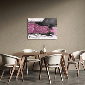 Tablou pe sticlă - Abstracție roz-roșu (70x50 cm)