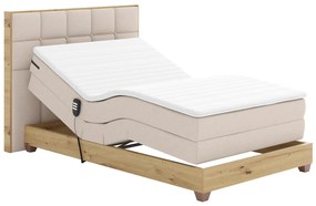 Pat electric reglabil, boxspring, bej/stejar artizanal, 120x200, TIANA
